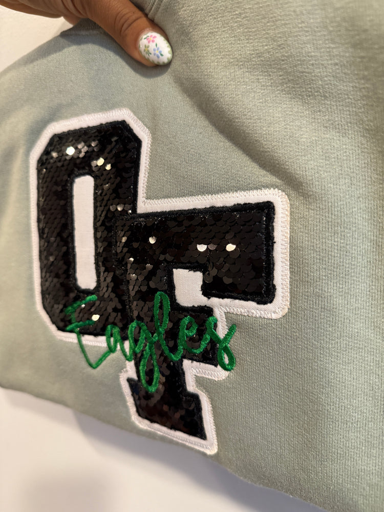 "OF" Sequin Varsity Letter Appliqué – Classic School Spirit Wear