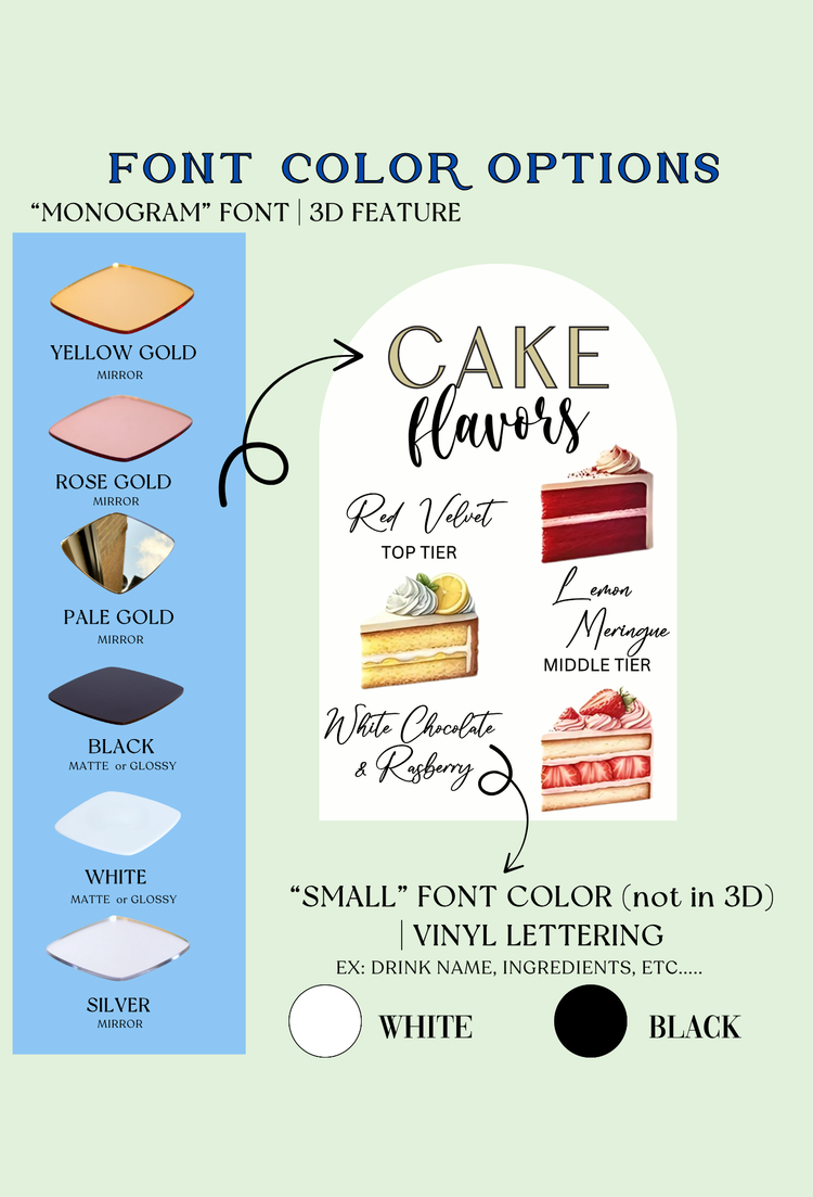 Cake Flavors Acrylic Sign