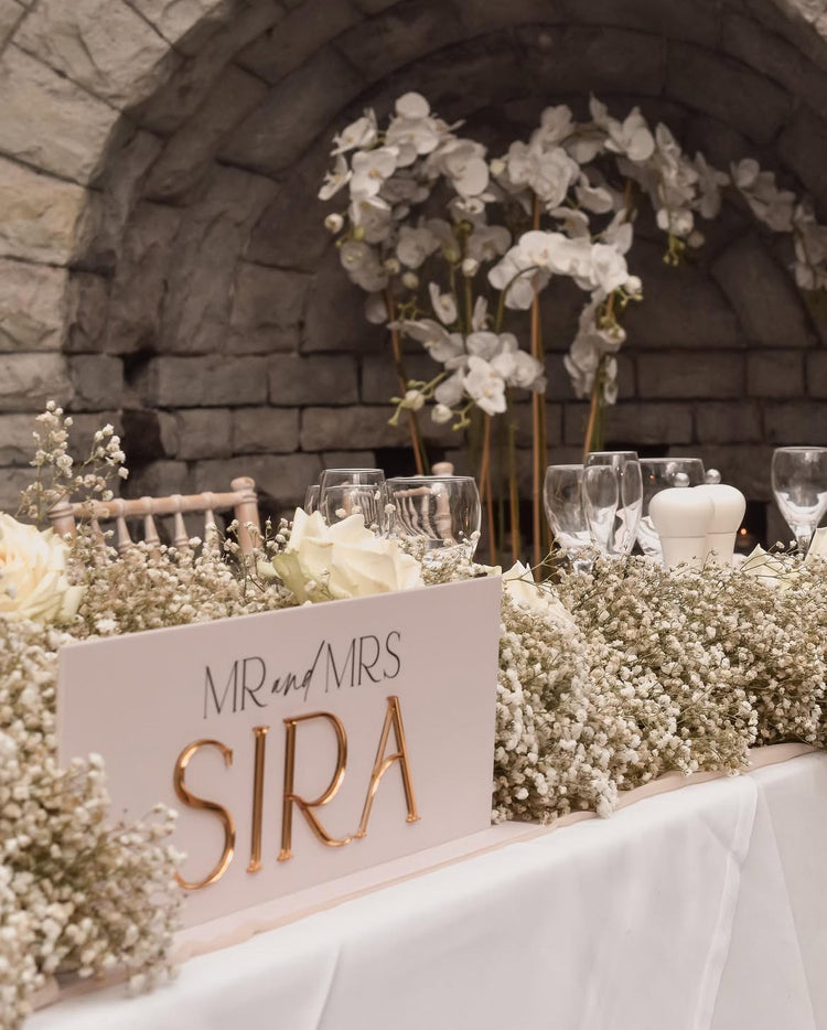 Mr. and Mrs. Acrylic Head Table Sign