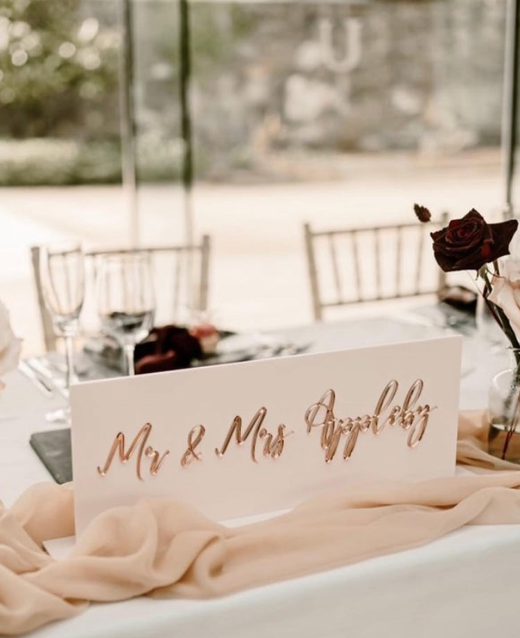 Mr. and Mrs. Acrylic Head Table Sign