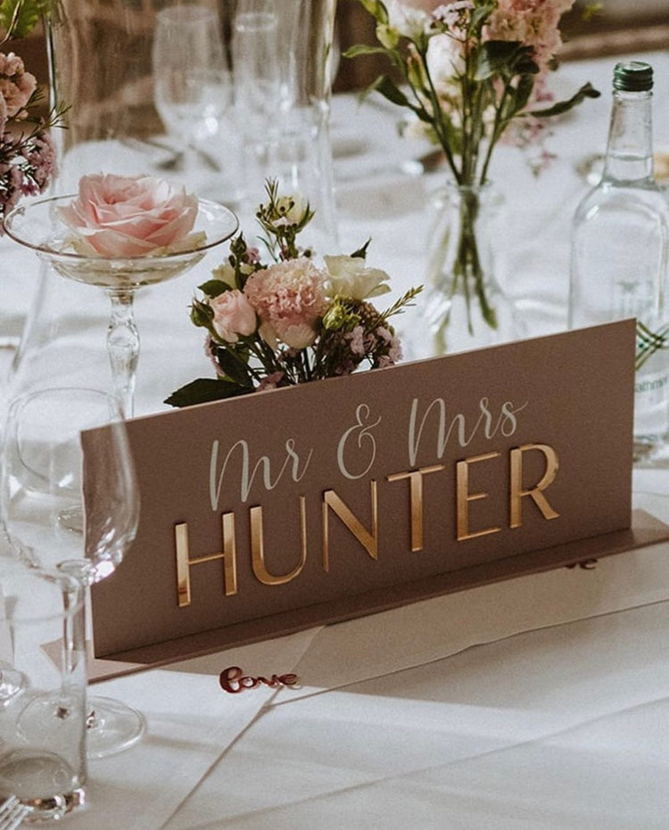 Mr. and Mrs. Acrylic Head Table Sign