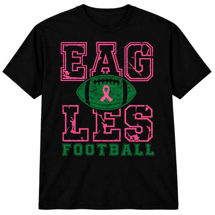 Eagles Football Pink Ribbon Tee - black