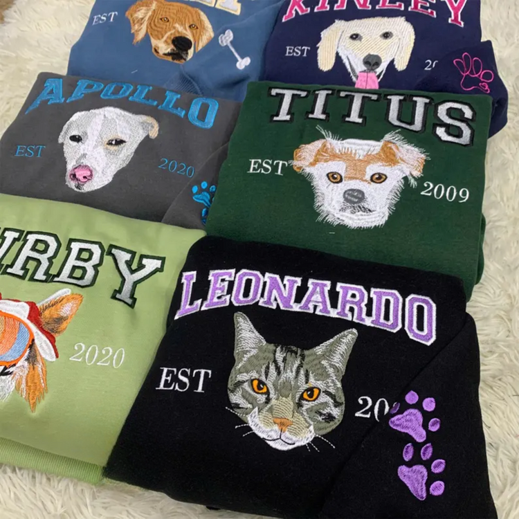 Custom Embroidered Pet Portrait Sweatshirt