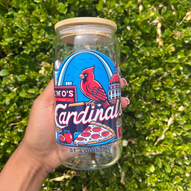 St. Louis Cardinals Libbey cup | Baseball themed glass tumbler| Cardinals fan gift| Baseball lover| 16 oz Glass tumbler| Baseball Mom UVDTF