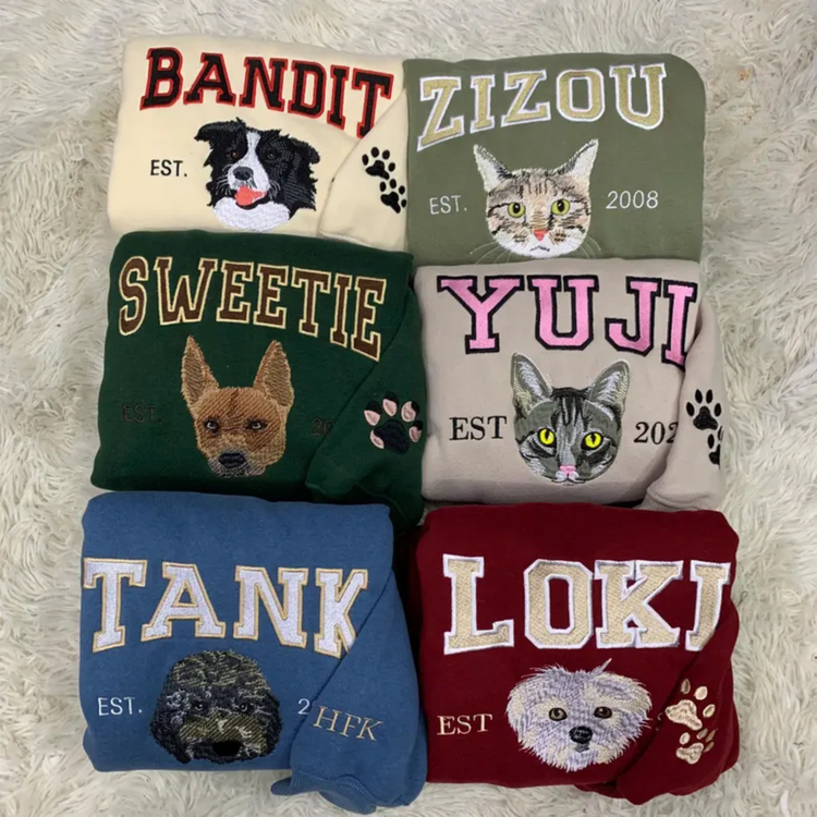 Custom Embroidered Pet Portrait Sweatshirt