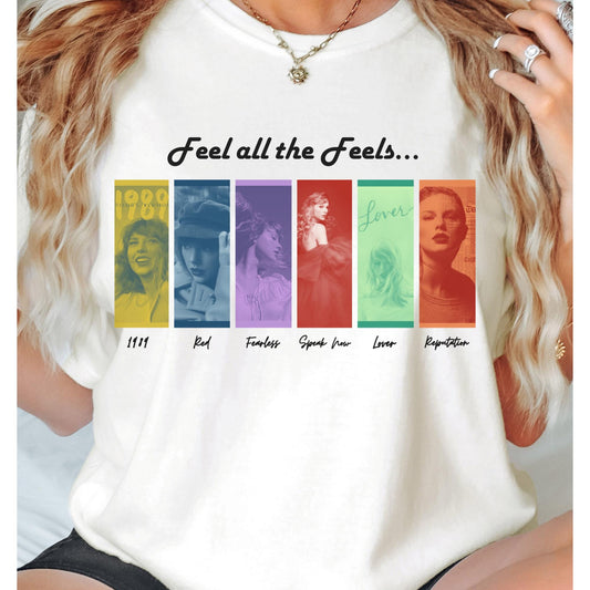 Feel all the feels Comfort Colors Graphic T-Shirt | Swifties Merch| Mental Health Para| Emotional awareness gift| Colorful Taylor Swift Tee