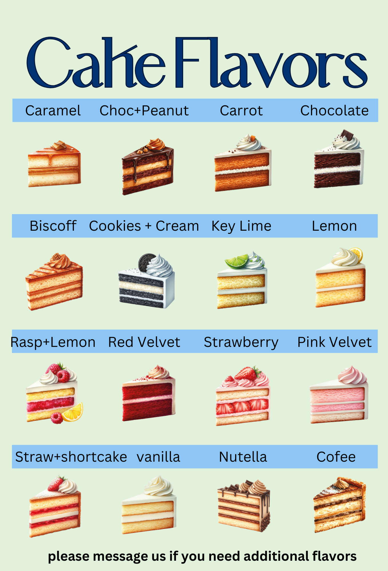 Cake Flavors Acrylic Sign