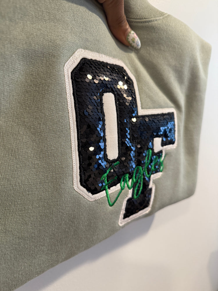 "OF" Sequin Varsity Letter Appliqué – Classic School Spirit Wear
