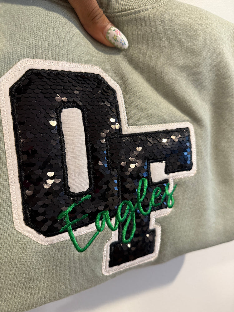 "OF" Sequin Varsity Letter Appliqué – Classic School Spirit Wear