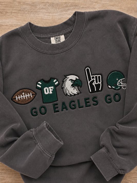 Go Eagles Go Embroidered Comfort Colors® sweatshirt