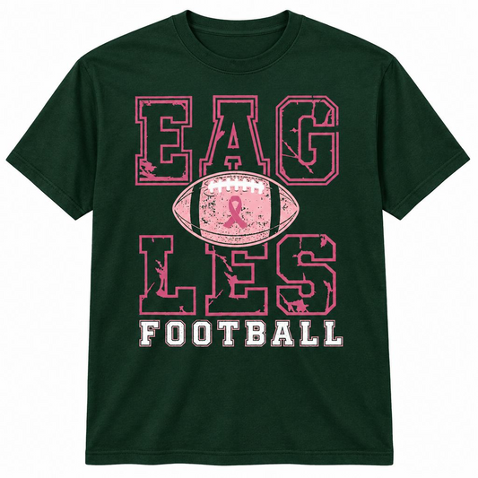 Eagles Football Pink Ribbon Tee - Green