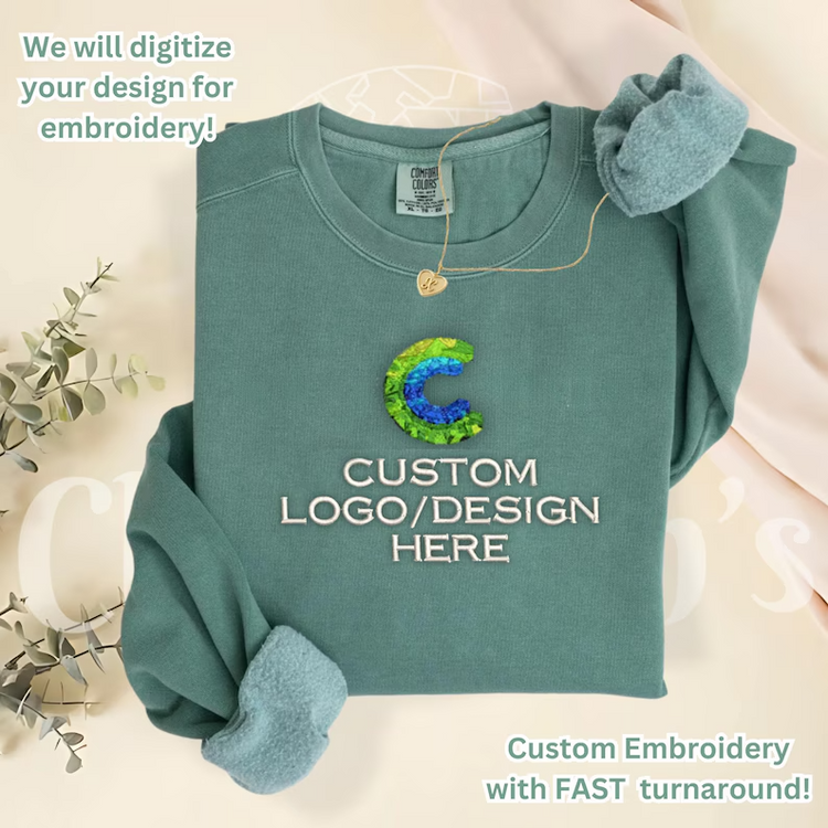 Custom Embroidered Quarter Zip Sweatshirt | Embroidered Comfort Colors Crewneck