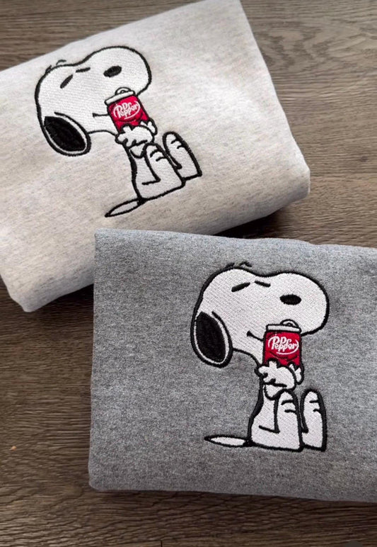 Custom Embroidered Dog with Dr. Pepper Sweatshirt